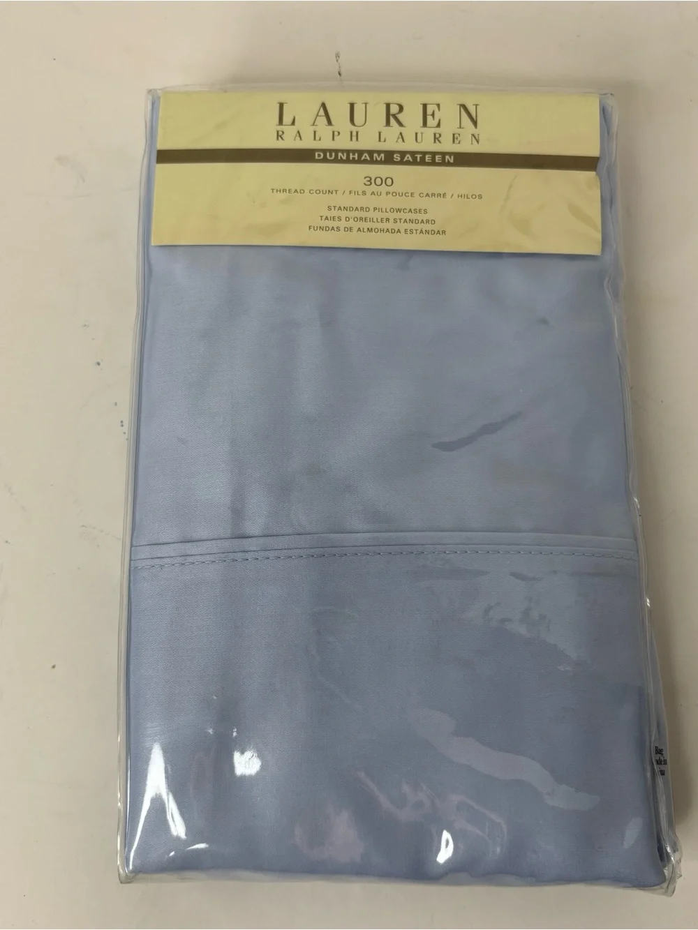 Ralph Lauren Dunham Sateen Blue Standard Pillowcases Pair 300 Thread Count